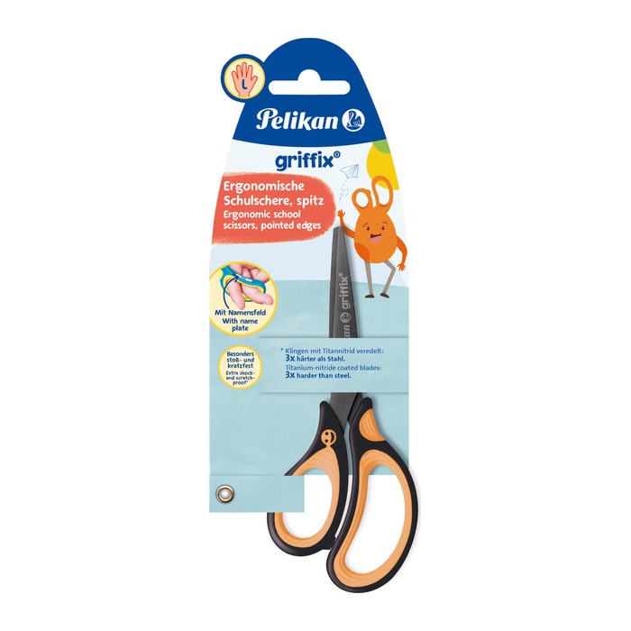 Pelikan Linkshänder-Papierschere griffix® schwarz-orange 14,0 cm
