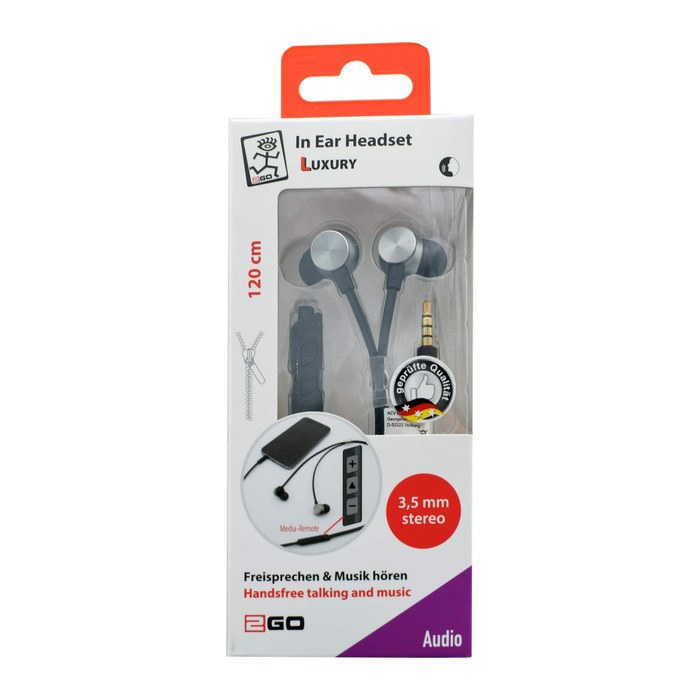 2GO In-Ear Stereo-Headset "Luxury" Zipper-Style anthrazit