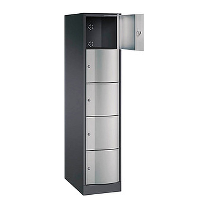 CP Schließfachschrank Resisto schwarzgrau, weißaluminium 8570-173 S10008, 5 Schließfächer 39,6 x 64,0 x 195,0 cm