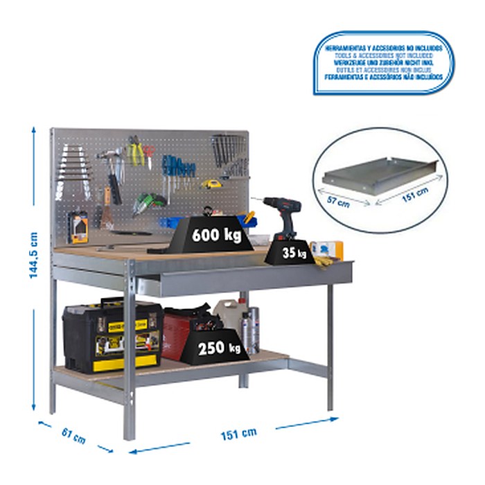 Simonrack Werkbank SIMONWORK BT2 BOX silber 1 Schublade 151,0 x 61,0 x 144,5 cm