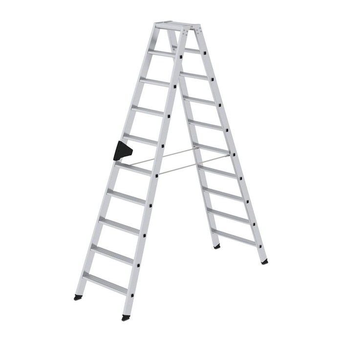 MUNK Stehleiter beidseitig 40220 silber 2x 10 Stufen, H: 232,0 cm
