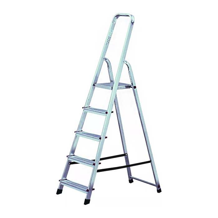 KRAUSE Stehleiter einseitig CORDA silber 5 Stufen, H: 175,0 cm