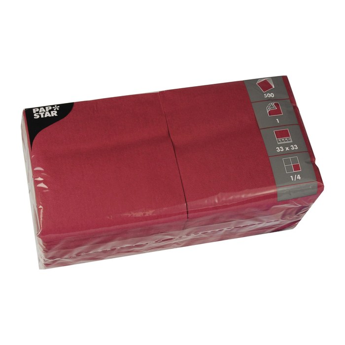 PAPSTAR Servietten weinrot 1-lagig 33,0 x 33,3 cm, 500 St.