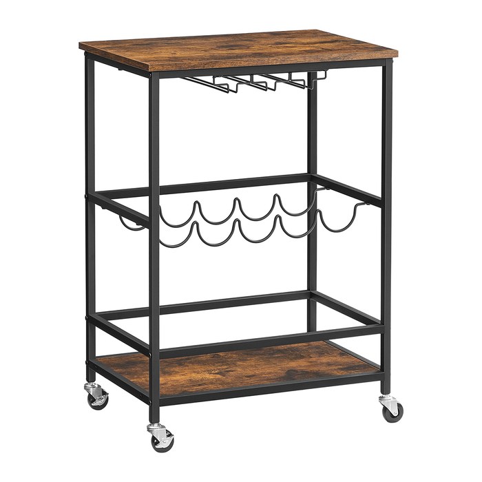 VASAGLE Servierwagen braun, schwarz 60,0 x 40,0 x 82,0 cm