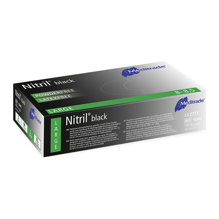 Meditrade® unisex Einmalhandschuhe Nitril® black schwarz Größe L, 100 St.