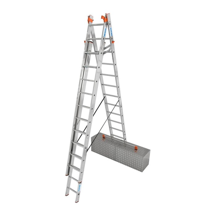 KRAUSE Vielzweckleiter MONTO Tribilo silber 3x 12 Sprossen, H: 355,0 cm