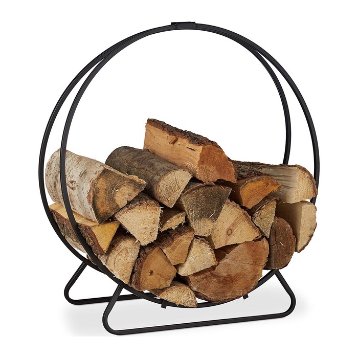 relaxdays Kaminholzkorb schwarz 61,0 x 26,0 x 65,0 cm, 1 St.