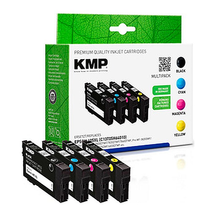 KMP schwarz, cyan, magenta, gelb Druckerpatronen kompatibel zu EPSON 405XL BK/C/M/Y, 4er-Set