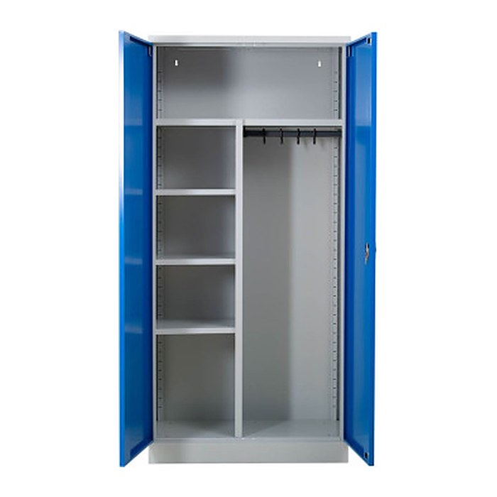 Gürkan Putzmittelschrank 100179 lichtgrau, enzianblau 3 Fachböden 92,0 x 42,0 x 195,0 cm, aufgebaut, 1 St.