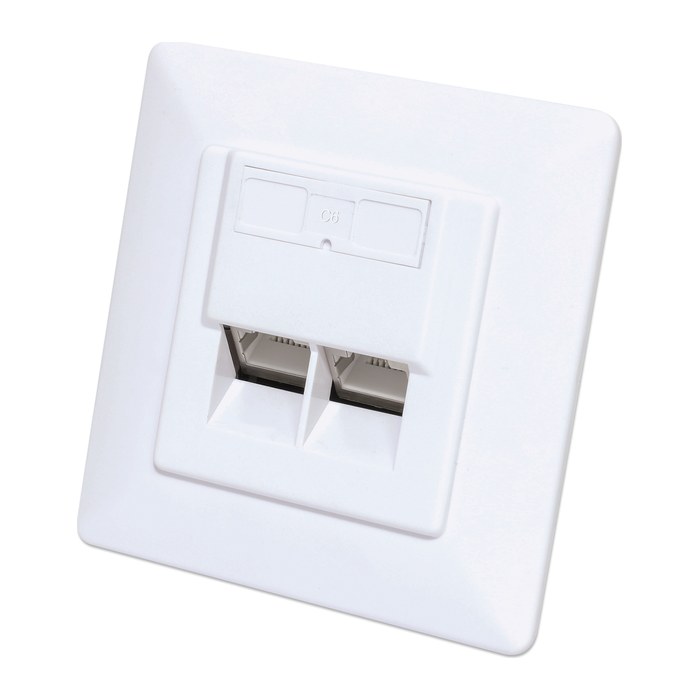 INTELLINET 2-Port Cat6 10G RJ45-Unterputzdose STP weiß