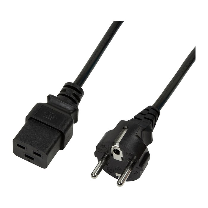 Logilink Power Cord, CEE 7/7-IEC C19, black, 1,80m