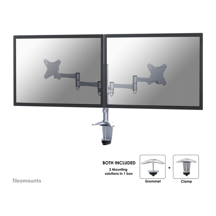 Neomounts Monitor-Halterung FPMA-D1330D silber für 2 Monitore, Tischklemme, Tischbohrung