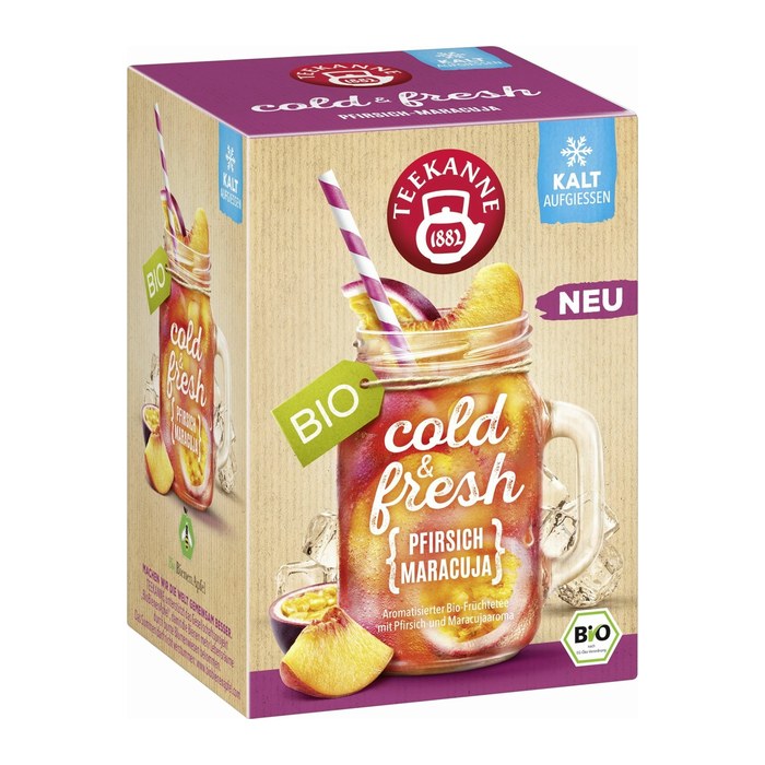 TEEKANNE cold & fresh Pfirsich-Maracuja Bio-Tee 15 Portionen