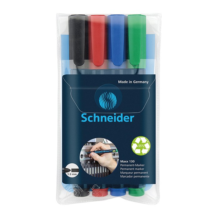 Schneider Maxx 130 Permanentmarker farbsortiert 1,0 - 3,0 mm, 4 St.