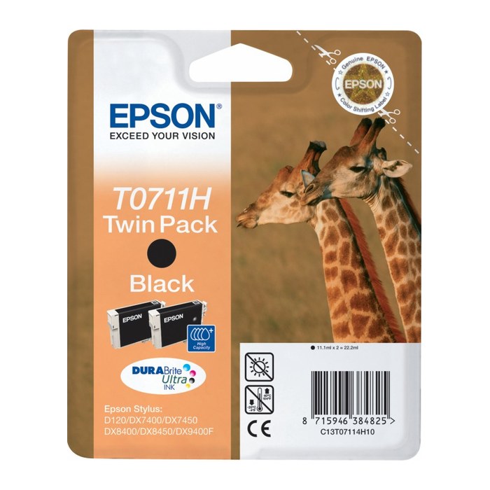 EPSON T0711H (Giraffe) schwarz Druckerpatronen, 2er-Set