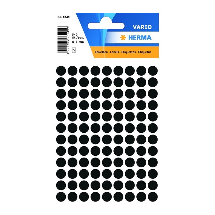 HERMA Klebepunkte 1849 schwarz Ø 8,0 mm, 540 St.