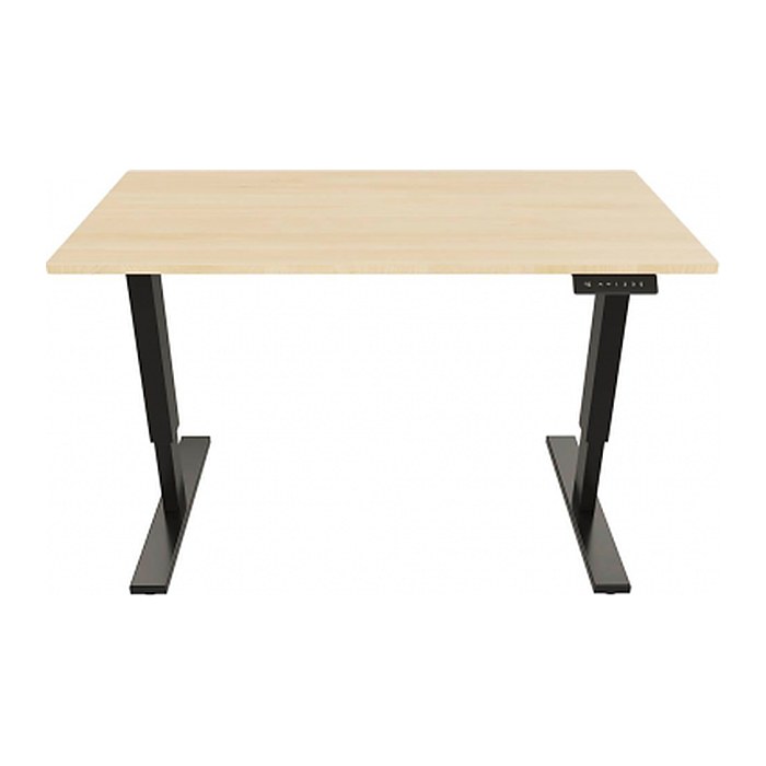 BISLEY E-StarterTech elektrisch höhenverstellbarer Schreibtisch ahorn rechteckig, T-Fuß-Gestell schwarz 160,0 x 60,0 cm
