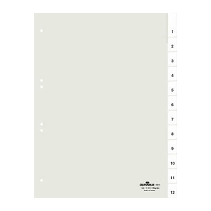 DURABLE Ordnerregister DIN A4 Vollformat 1-12/Jan.-Dez. transparent 12-teilig, 1 Satz