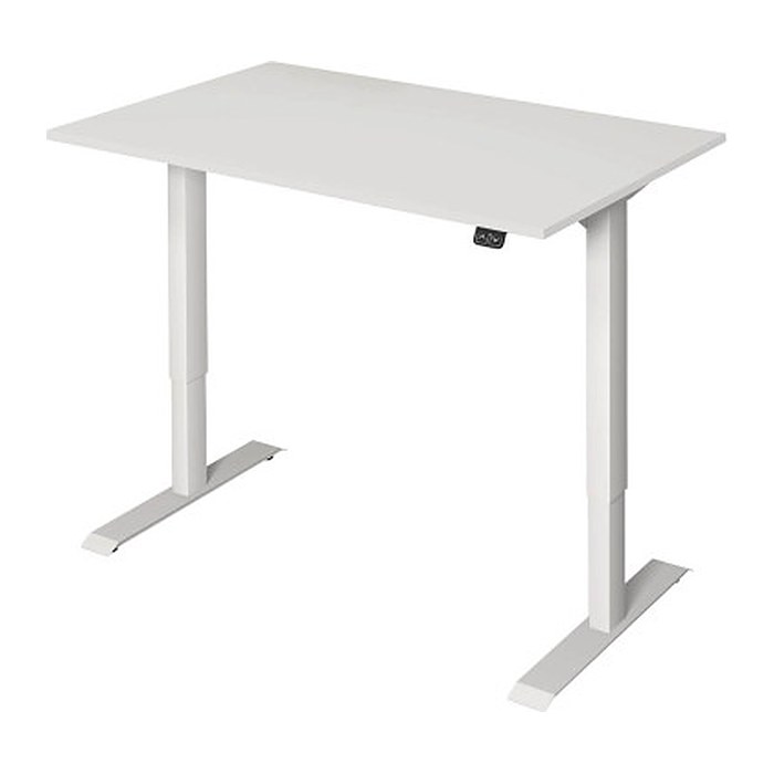Kerkmann Move 1 elektrisch höhenverstellbarer Schreibtisch weiß rechteckig, T-Fuß-Gestell weiß 120,0 x 80,0 cm
