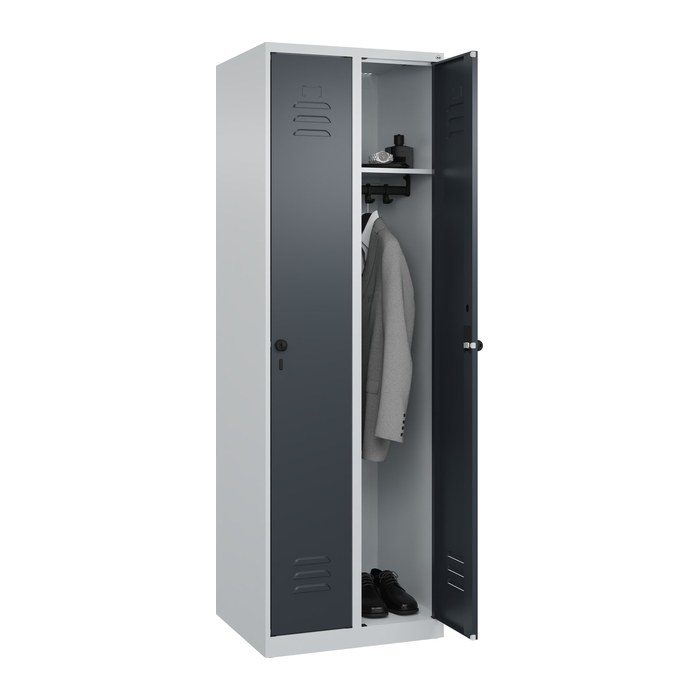 CP Spind Classic Plus anthrazitgrau, lichtgrau 080000-20 S10008, 2 Schließfächer 60,0 x 50,0 x 185,0 cm