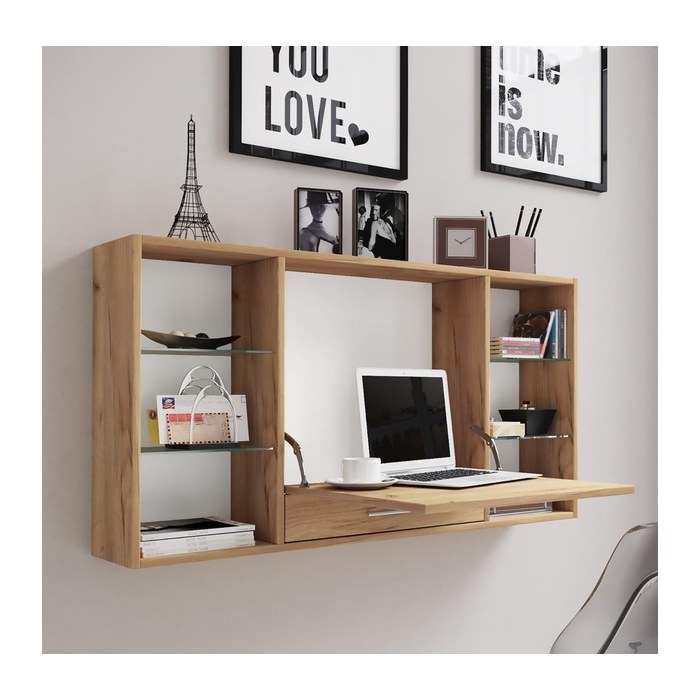 VCM my office Teala Wandschreibtisch eiche quadratisch, hängend eiche 120,0 x 20,0 cm