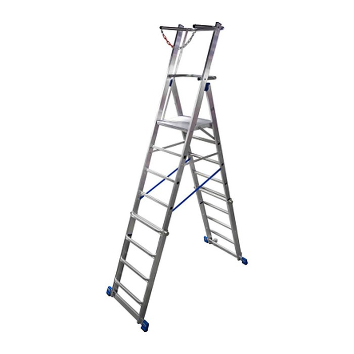 KRAUSE Podestleiter STABILO silber 8 Sprossen, H: 286,0 cm