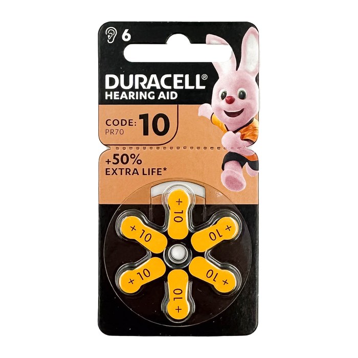 DURACELL Knopfzellen 10 AC Zink-Luft 1,45 V, 6 St.