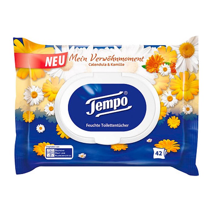 Tempo Feuchtes Toilettenpapier Mein Verwöhnmoment 1-lagig, 42 Tücher