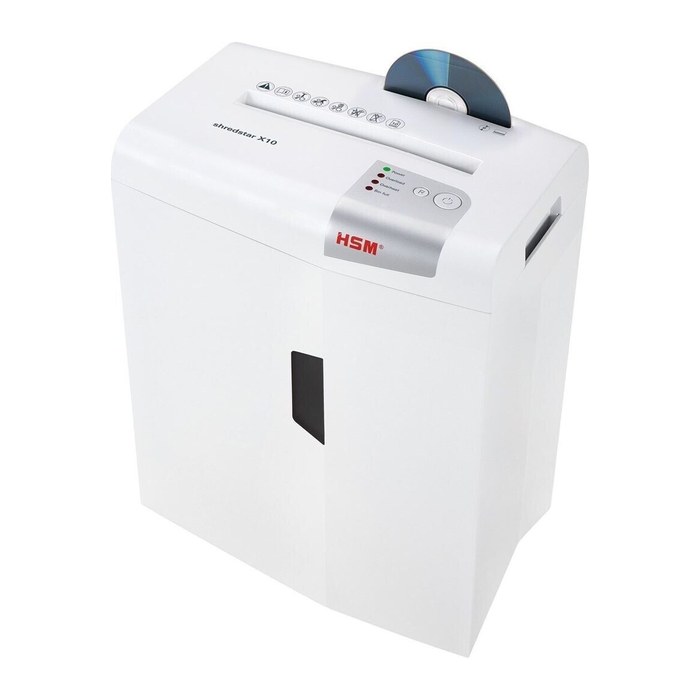HSM shredstar X10 Aktenvernichter mit Partikelschnitt P-4, 4,5 x 30 mm, bis 10 Blatt, weiß