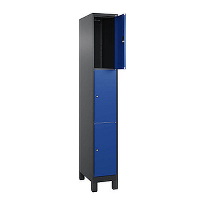 CP Schließfachschrank Classic Plus enzianblau, schwarzgrau 080010-103 S10025, 3 Schließfächer 30,0 x 50,0 x 195,0 cm