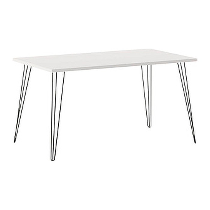 MÖBELPARTNER Fynn Schreibtisch weiß rechteckig, 4-Fuß-Gestell schwarz 120,0 x 80,0 cm