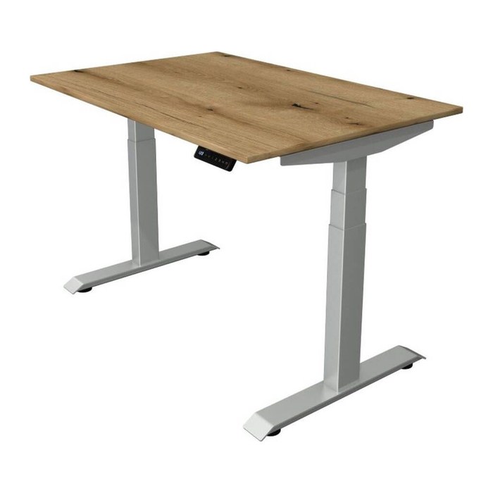 Kerkmann Move 4 elektrisch höhenverstellbarer Schreibtisch eiche rechteckig, T-Fuß-Gestell silber 120,0 x 80,0 cm