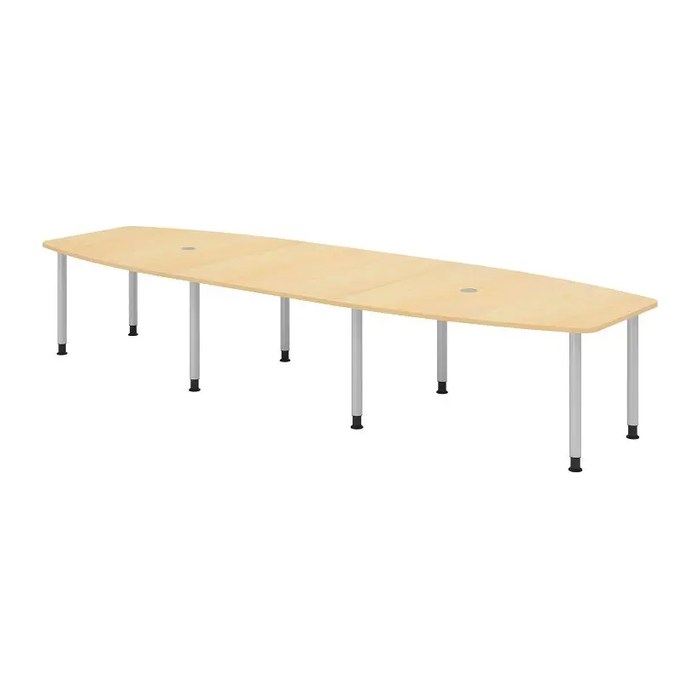 HAMMERBACHER Konferenztisch KT40C ahorn Tonnenform, Rundrohr silber, 400,0 x 85,0 - 130,0 x 72,0 - 74,0 cm