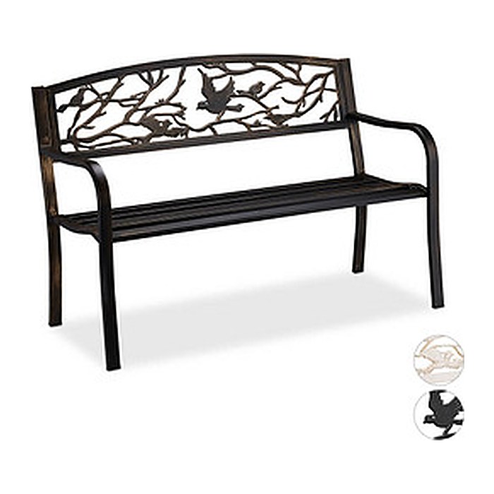 relaxdays Gartenbank 10030989_1254 braun Metall 127,0 cm