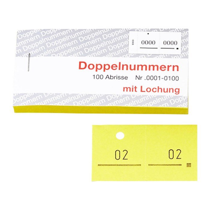 WOLF & APPENZELLER Doppelnummernblöcke 01-100, 101-200, 201-300, 301-400, 401-500, gelb, 5 Blöcke