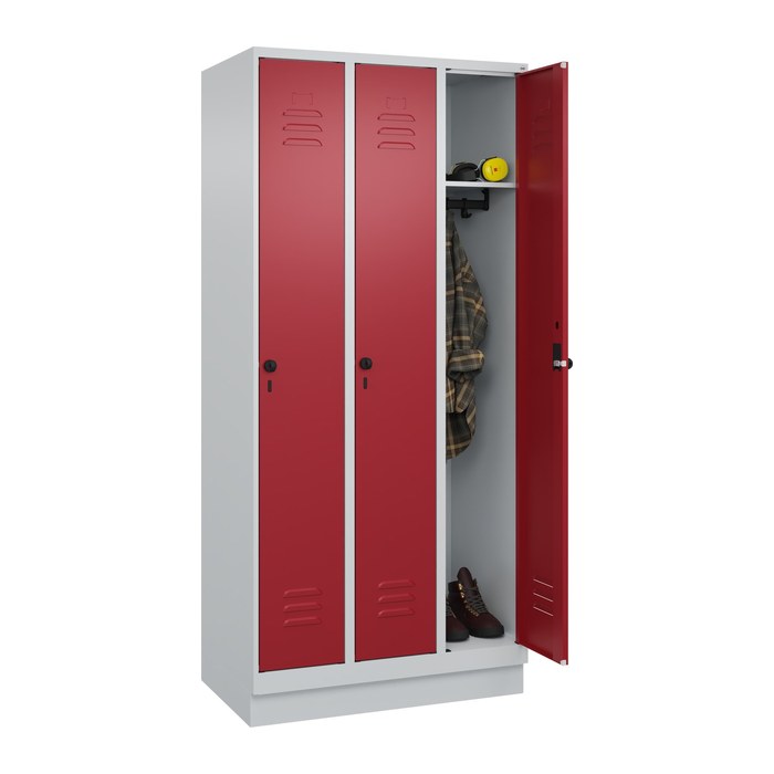 CP Spind Classic PLUS lichtgrau, rubinrot 080020-30 S10001, 3 Schließfächer 90,0 x 50,0 x 195,0 cm