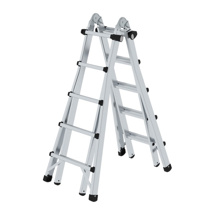 MUNK Gelenkleiter 32017 silber 4x 5 Sprossen, H: 530,0 cm