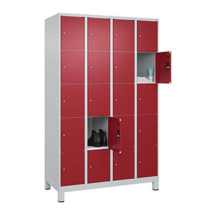 CP Schließfachschrank Classic Plus lichtgrau, rubinrot 080010-405 S10001, 20 Schließfächer 120,0 x 50,0 x 195,0 cm