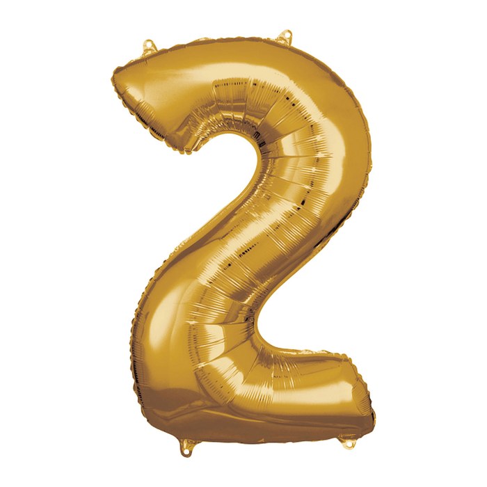 amscan® Folienballon Zahl 2 gold, 1 St.