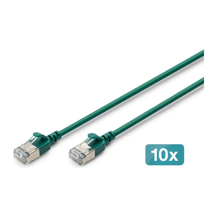 DIGITUS Patchkabel CAT 6A F/FTP Slim 0,30m grün 10 Stück