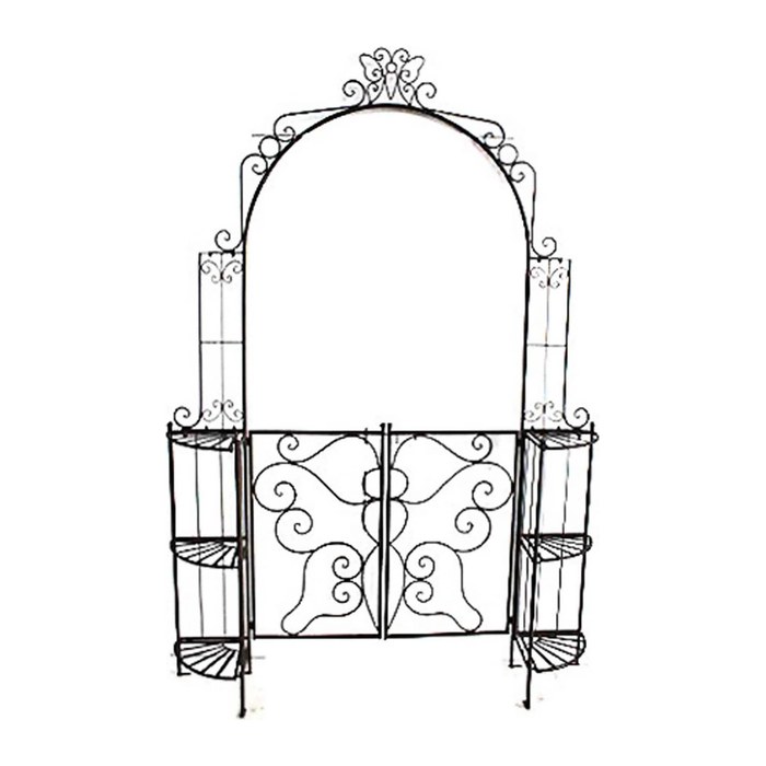 Garden Pleasure Rankbogen mit Tor LAKI Metall schwarz Bogen 156,0 x 29,0 x 233,0 cm, 1 St.
