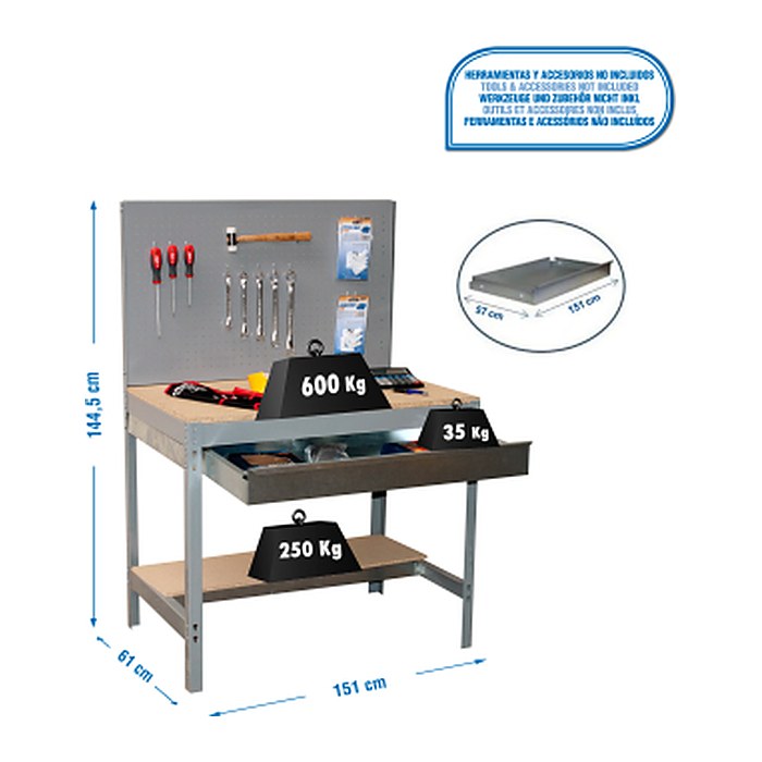 Simonrack Werkbank SIMONWORK BT2 BOX grau 1 Schublade 151,0 x 61,0 x 144,5 cm