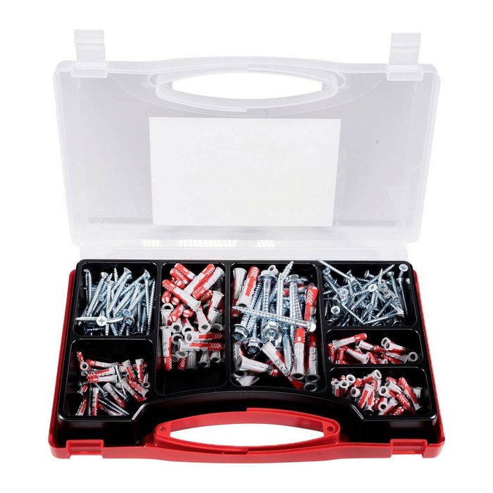 fischer Meister-Box Wohnraum 577158 Dübel- und Schrauben-Sortiment, 210-teilig