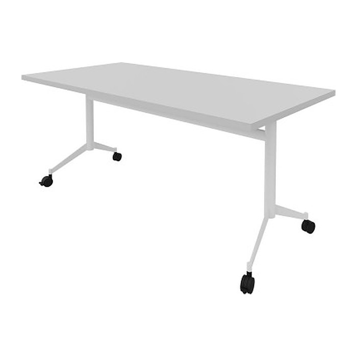 Quadrifoglio Mehrzwecktisch Pop-up grau, weiß rechteckig, T-Fuß-Gestell weiß, 160,0 x 80,0 x 74,0 cm