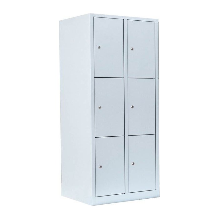 LÜLLMANN Schließfachschrank lichtgrau 523320, 6 Schließfächer 80,0 x 50,0 x 180,0 cm