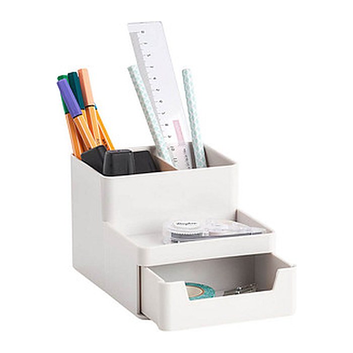 Zeller Schreibtisch-Organizer Utensilien grau Kunststoff 4 Fächer 15,3 x 11,2 x 9,3 cm