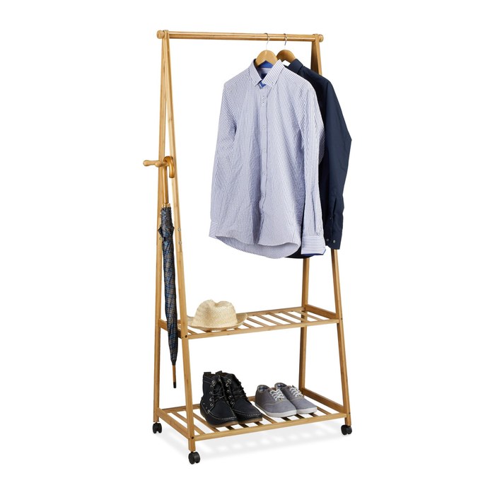 relaxdays Rollgarderobe braun Holz 84,0 x 166,0 cm, 1 St.
