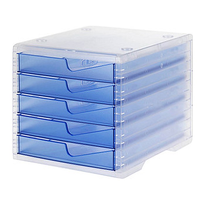 styro Schubladenbox styroswingbox light cornflower 275-8430.26224, DIN A4 mit 5 Schubladen, 1 St.