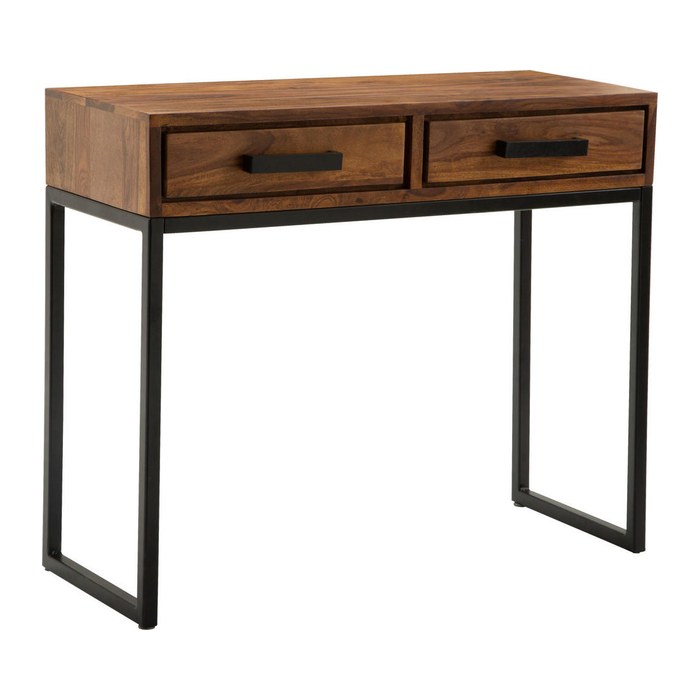 WOHNLING Konsolentisch rechteckig Massivholz sheesham 90,0 x 35,5 x 76,5 cm, 1 St.