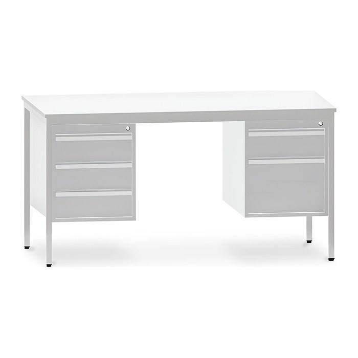 Schreibtisch mit Hängecontainern (Grau) (3 / 2 Schübe)